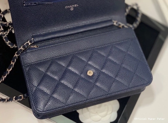 Hyper Peter WALLET HARDWARE WITH SILVER CHANEL CHAIN CAVIAR 0712